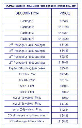JA Fundraiser Online Order Price